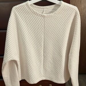 Quilted White Sweatshirt
